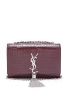 Matchesfashion.com Saint Laurent - Kate Small Crocodile Effect Leather Cross Body Bag - Womens - Burgundy