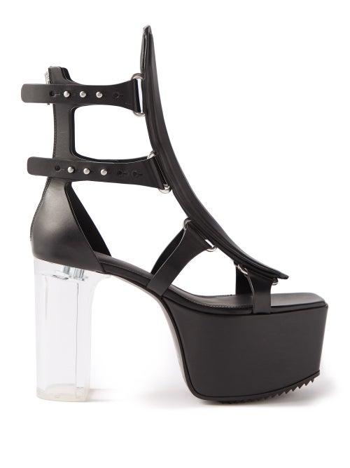 Rick Owens - Cage Transparent-heel Platform Leather Sandals - Womens - Black