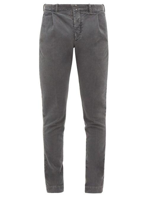Matchesfashion.com Incotex - Verve Slim Fit Moleskin Trousers - Mens - Grey