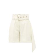 Matchesfashion.com Jw Anderson - Asymmetric Belted Wool-crepe Shorts - Womens - Cream