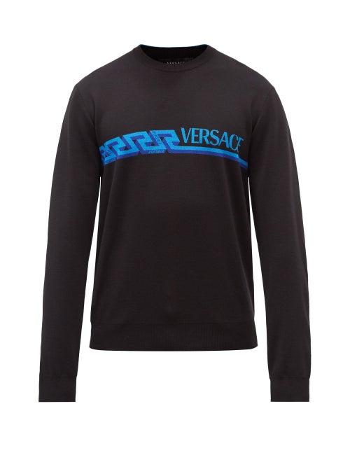 Versace - Logo-intarsia Virgin Wool Sweater - Mens - Black