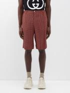 Gucci - Geometric-houndstooth Print Shorts - Mens - Blue Red