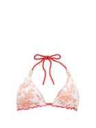 Matchesfashion.com Heidi Klein - Belize Reversible Coral Print Bikini Top - Womens - Red White