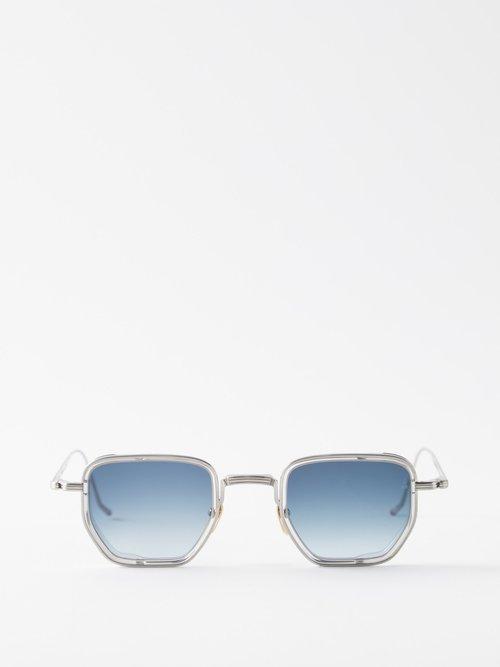 Jacques Marie Mage - Atkins D-frame Titanium Sunglasses - Mens - Silver Blue