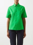 Bottega Veneta - Patch-pocket Cotton-blend Poplin Shirt - Womens - Green