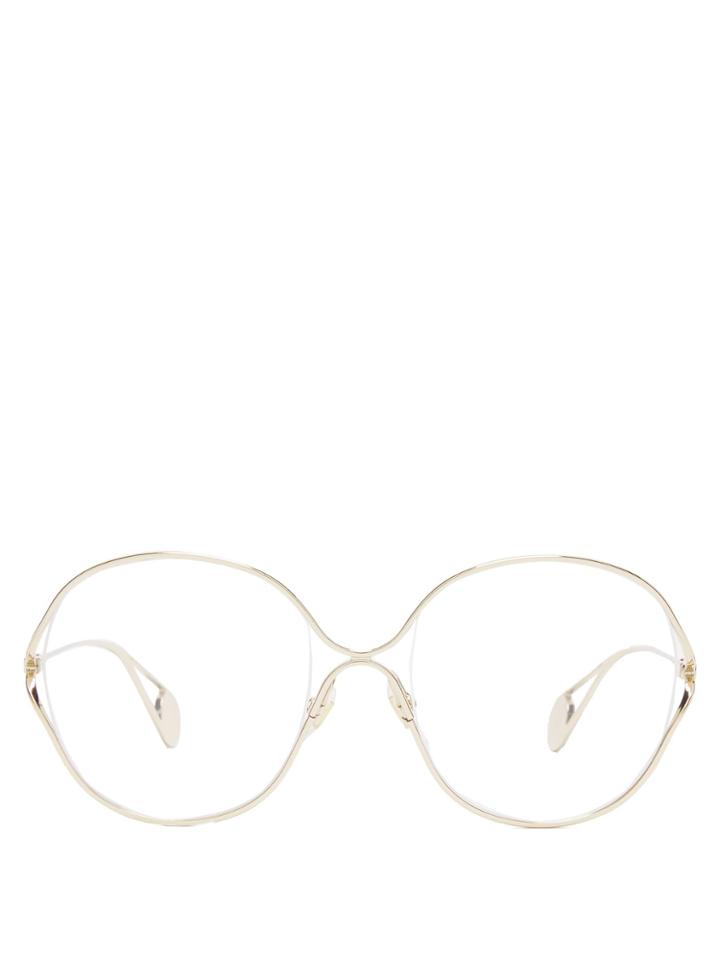 Gucci Round-frame Metal And Faux Pearl Glasses