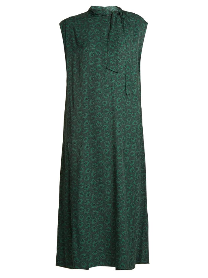 Toga Tie-neck Floral-print Midi Dress