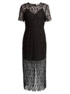 Matchesfashion.com Diane Von Furstenberg - Leaf And Floral Macram Lace Pencil Dress - Womens - Black