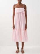 Loup Charmant - Iliana Swiss-dot Organic-cotton Midi Dress - Womens - Pink Multi