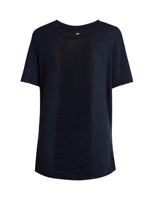 Raquel Allegra Shredded-front Cotton-blend T-shirt