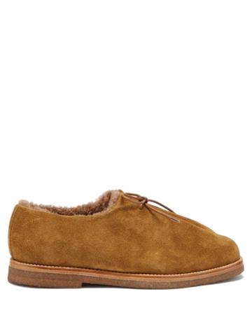 Jacques Soloviere - Ray Shearling-lined Suede Derby Shoes - Mens - Khaki