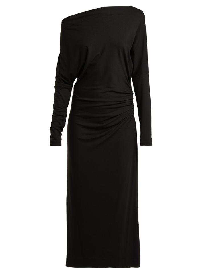 Vivienne Westwood Anglomania Thigh Boat Neck Ruched Midi Dress