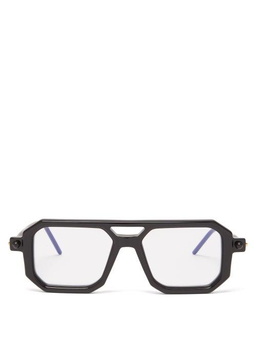 Kuboraum - P8 Flat-top Square Acetate Glasses - Mens - Black