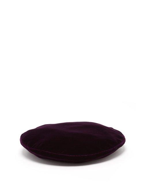 Matchesfashion.com Needles - Leather Trimmed Velvet Beret - Mens - Purple