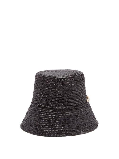 Matchesfashion.com Sensi Studio - Hippie Shell Embellished Straw Hat - Womens - Black