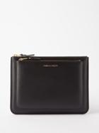 Comme Des Garons Wallet - Double-pocket Leather Pouch - Mens - Black