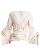 Peter Pilotto Striped Bell-sleeve Cotton Top