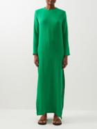 Albus Lumen - Column Crinkled Cotton-muslin Dress - Womens - Mid Green