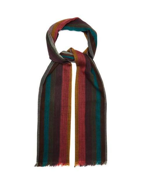 Matchesfashion.com Paul Smith - Artist Stripe Lambswool Scarf - Mens - Multi