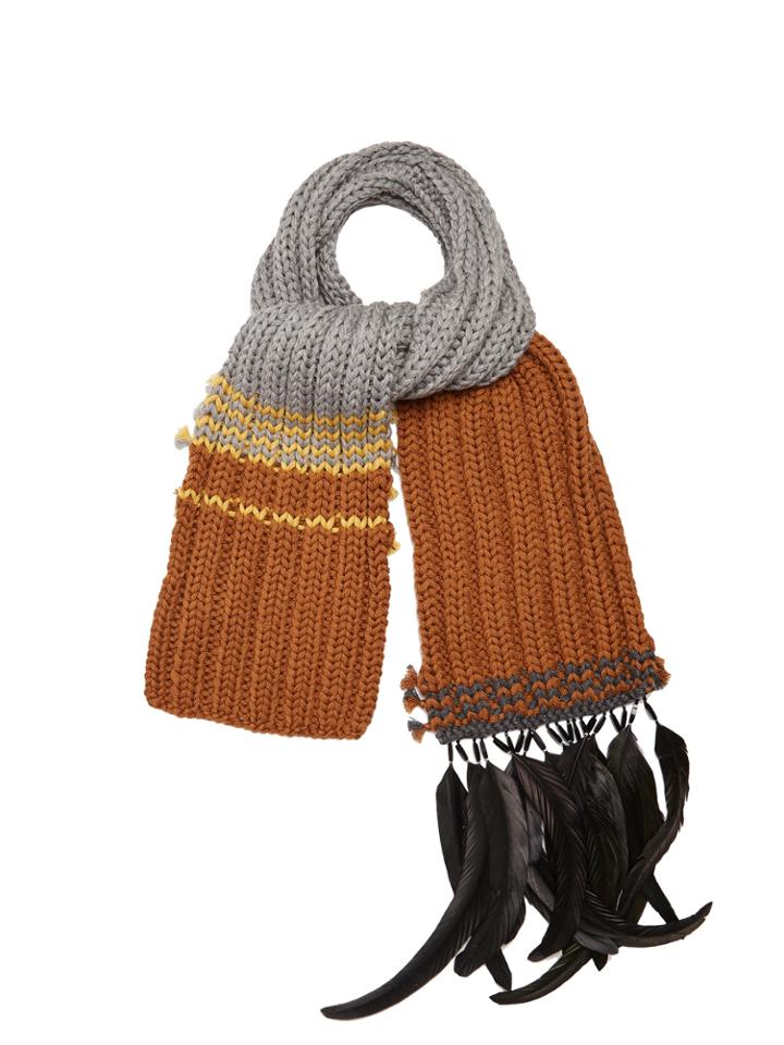 Prada Feather-trim Wool Scarf