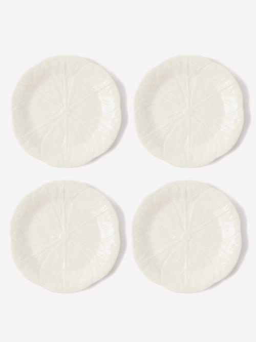 Bordallo Pinheiro - Set Of Four Cabbage Earthenware Side Plates - Ivory