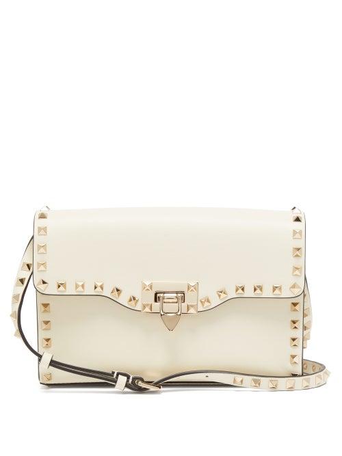 Matchesfashion.com Valentino Garavani - Rockstud Leather Cross-body Bag - Womens - Ivory