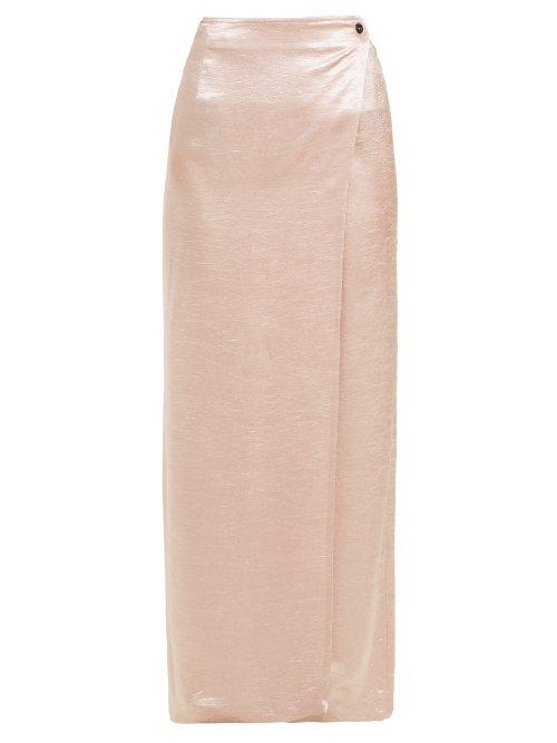 Matchesfashion.com Ann Demeulemeester - Wrap Front Hammered Satin Maxi Skirt - Womens - Pink