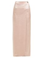 Matchesfashion.com Ann Demeulemeester - Wrap Front Hammered Satin Maxi Skirt - Womens - Pink