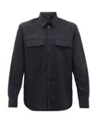 Matchesfashion.com Joseph - Norman Flap-pocket Wool-blend Shirt - Mens - Navy