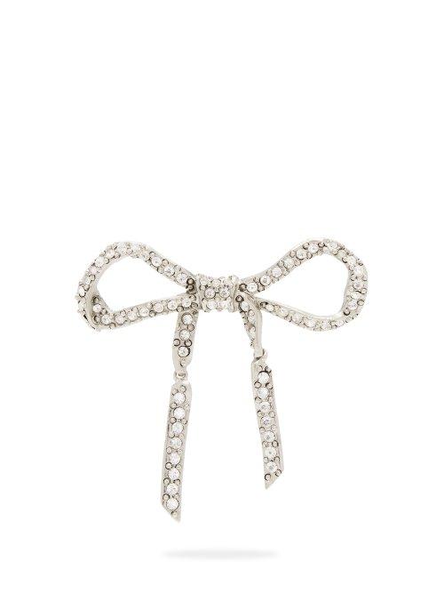 Matchesfashion.com Oscar De La Renta - Crystal Embellished Brow Brooch - Womens - Silver