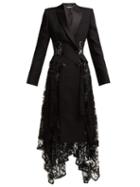 Matchesfashion.com Alexander Mcqueen - Lace Panelled Wool Blend Tuxedo Jacket - Womens - Black