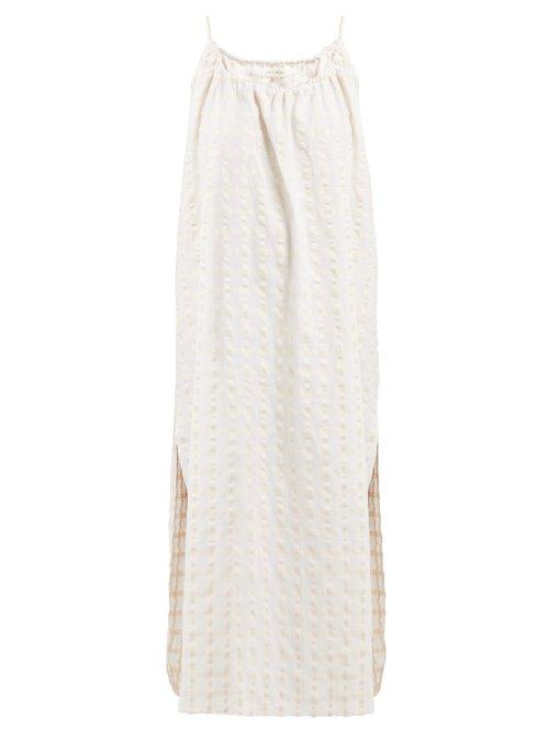Matchesfashion.com Mara Hoffman - Lexi Cotton Seersucker Midi Dress - Womens - Ivory