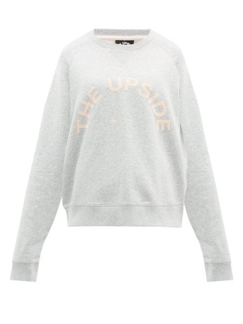 Matchesfashion.com The Upside - Flocked Logo Cotton Sweatshirt - Womens - Grey