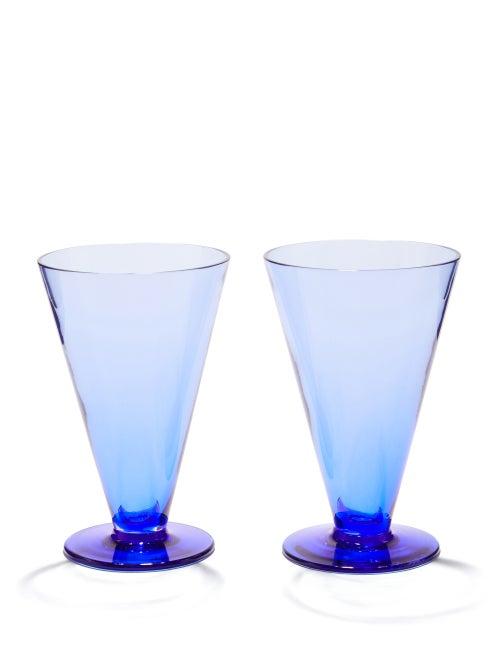 Emporio Sirenuse - Set Of Two Aria Wine Glasses - Dark Blue