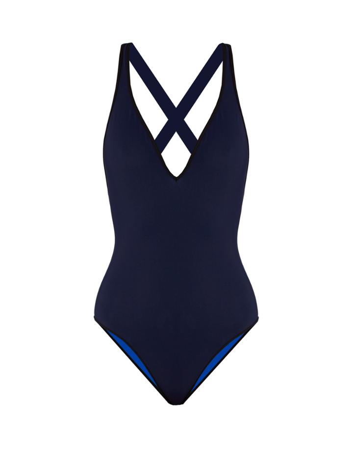 Diane Von Furstenberg V-neck Cross-back Reversible Swimsuit
