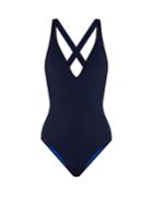 Diane Von Furstenberg V-neck Cross-back Reversible Swimsuit