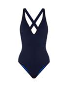 Diane Von Furstenberg V-neck Cross-back Reversible Swimsuit