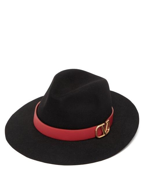 Matchesfashion.com Valentino - V Logo Rabbit Felt Fedora Hat - Womens - Black