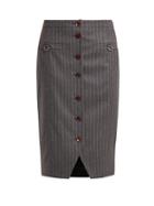 Matchesfashion.com Altuzarra - Quill Pinstriped Wool Blend Skirt - Womens - Grey Stripe