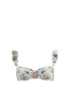 Agua By Agua Bendita - Kiwi Frilled Floral-print Bikini Top - Womens - Blue Multi