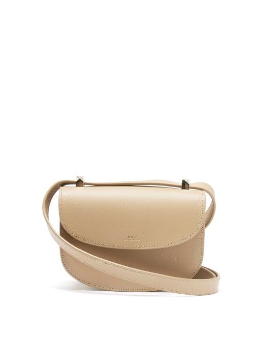Ladies Bags A.p.c. - Genve Mini Saffiano-leather Cross-body Bag - Womens - Beige
