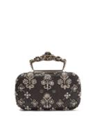 Matchesfashion.com Alexander Mcqueen - Jewelled Top Handle Leather Clutch Bag - Womens - Silver Multi