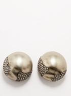 Saint Laurent - Crystal-embellished Dome Clip Earrings - Womens - Silver