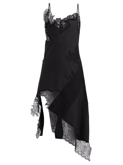 Matchesfashion.com Marques'almeida - Lace Insert Cotton Dress - Womens - Black