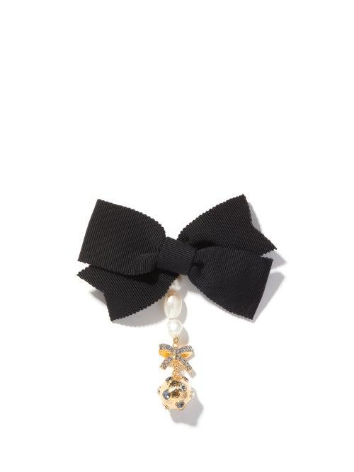 Matchesfashion.com Erdem - Crystal-charm And Faux-pearl Bow Brooch - Womens - Crystal