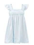 Matchesfashion.com Juliet Dunn - Rickrack-trim Cotton-voile Mini Dress - Womens - Light Blue