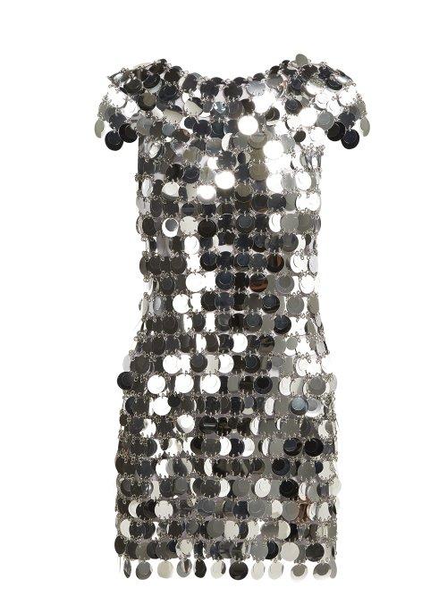 Matchesfashion.com Paco Rabanne - Chainmail Sequin Mini Dress - Womens - Silver