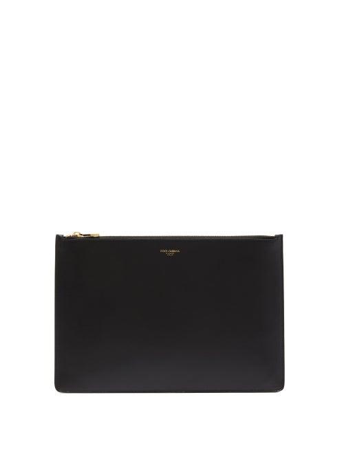 Matchesfashion.com Dolce & Gabbana - Foiled Logo Leather Pouch - Mens - Black