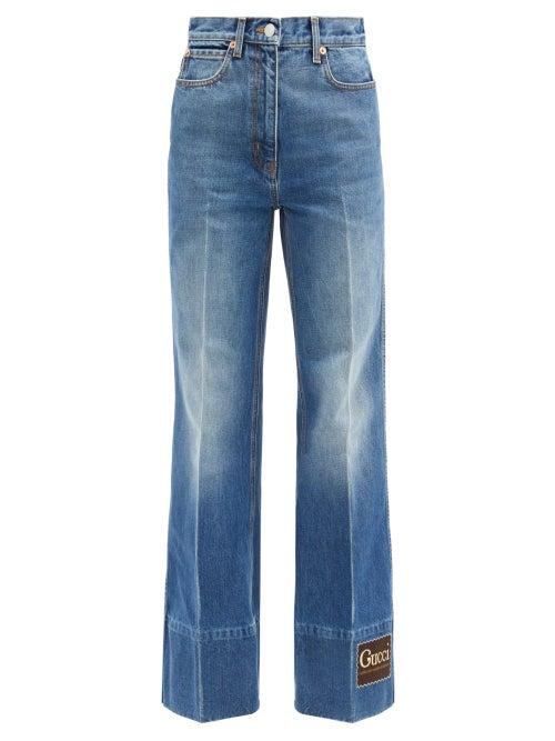 Matchesfashion.com Gucci - Logo-patch Wide-leg Jeans - Womens - Denim