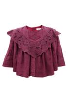 Isabel Marant Toile - Ezalio Floral-embroidered Linen Blouse - Womens - Red